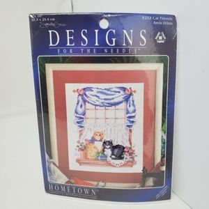 Vintage Hometown #5252 Cat Friends‎ Cross Stitch Needlepoint Kit 8x10 1995 Cats